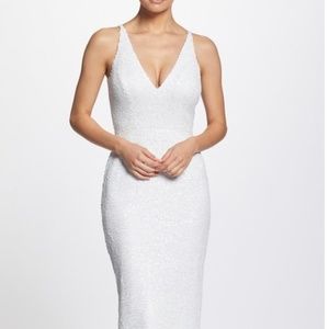 Dress The Population White Sequin Midi Dress